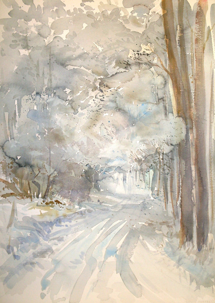 Mastenstraat onder de sneeuw 56x40